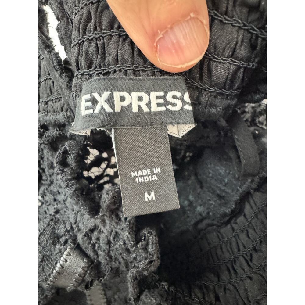 Goth Whimsigoth Witchy Lace Grunge Black Express Mock Neck Ruffle Top Medium - Picture 5 of 9